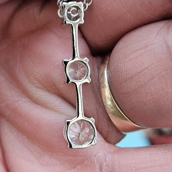 Tri-Crystal Stone Pendant Necklace - Picture 3 of 6